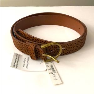 Madewell Spotted Calf Hair Brown Leather Belt, Size Large, BNWT